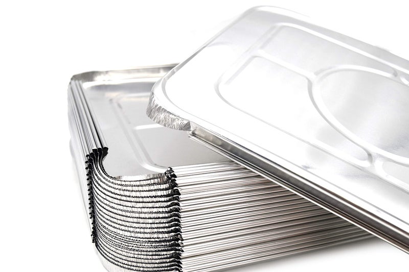 Fig & Leaf (35 Pack) Premium Lids for Chafing Pans 9" x 13" Half Deep Pans l Top Choice Disposable Heavy Duty Aluminum Foil Tin Pan Lid Perfect for Roasting Potluck Catering Party BBQ Baking Cakes Pie - Image 2